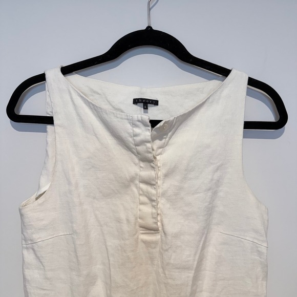 THEORY Linen Blend‎ Sleeveless Shift Dress White Size 6 - Picture 3 of 8